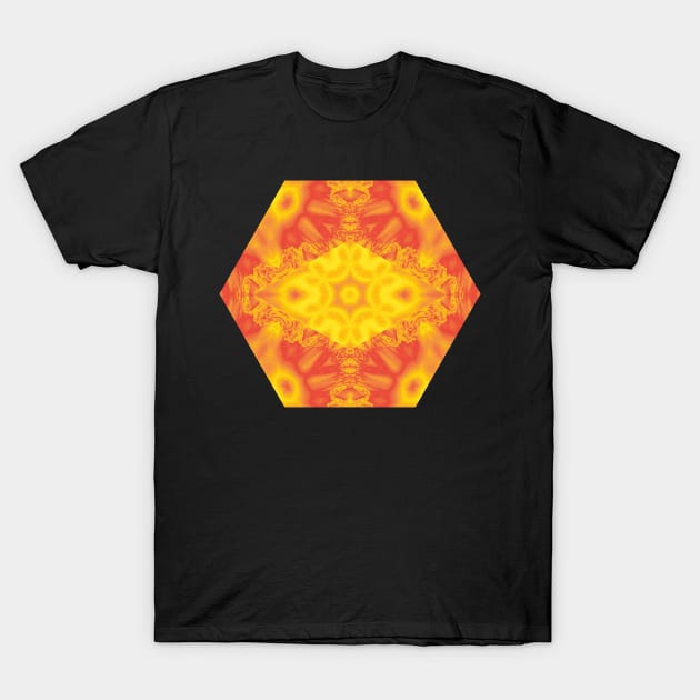 Fire and ice fractal kaleidoscope T-Shirt by hereswendy